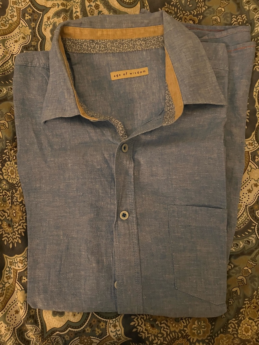 Age of Wisdom Men's Blue Casual Button-Down Shirt